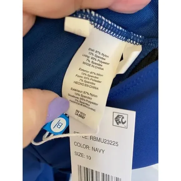 Bleu Rod Beattie Ring Me Up Over-The-Shoulder One-Piece Navy 10 Swimsuit NWTs - Picture 6 of 10